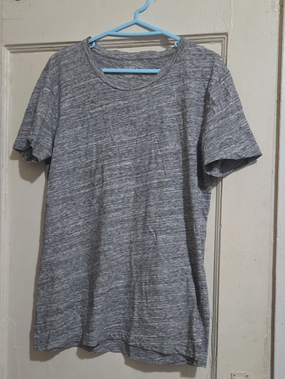 PINK Victoria's Secret Womens Short Sleeve Crew Tee - Heather Gray